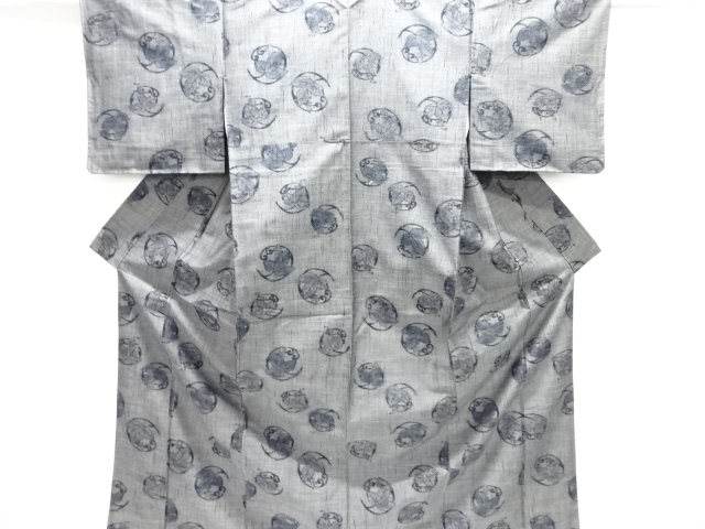 正絹お召し　袷　片身替わり　モノトーン　細縞紋　稀少　粋な着物 未使用品 着物｜江戸小紋｜フランス縞 白黒｜石塚染工｜錐彫｜